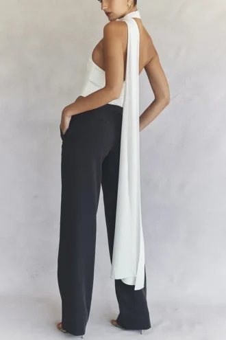 Farrah Ivory Satin Wrap Neck Bodys