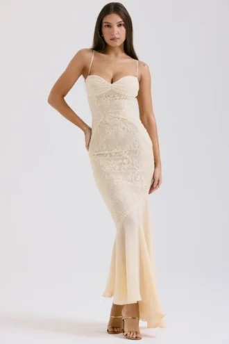 Felicia Vanilla Chiffon & Lace Aftonklänning