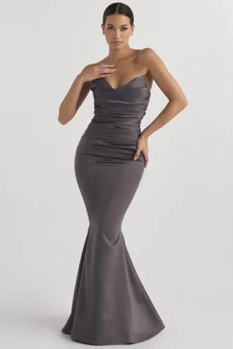 Fleur Shadow Satin Strapless Aftonklänning
