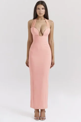 Gianina Sorbet Crepe Halter Maxiklänning