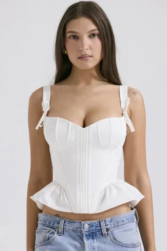 Gigou Vit peplum-korsetter i bomull