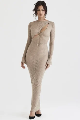 Giovanna Stone Floral Lace Maxi Klänning