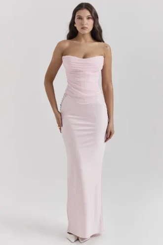 Giuliana Ballerina rosa maxikjol i satin