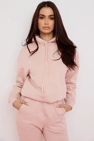 Halo Blush Oversized-hoodie med bomullsfleece på insidan