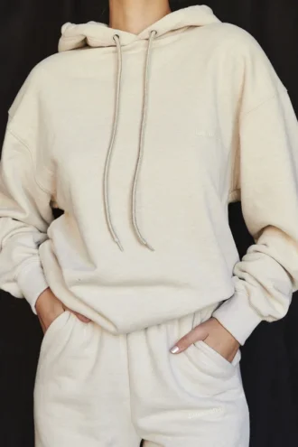 Halo Oatmeal Oversized-hoodie i bomullsfleece