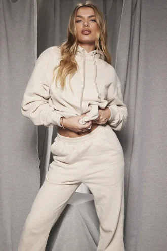 Halo Oatmeal Oversized-hoodie i bomullsfleece