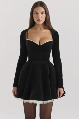 Harmony svart kort Bolero i stretchvelour