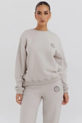 Haze Cloud bomullsfleece-Sweatshirt med rund hals