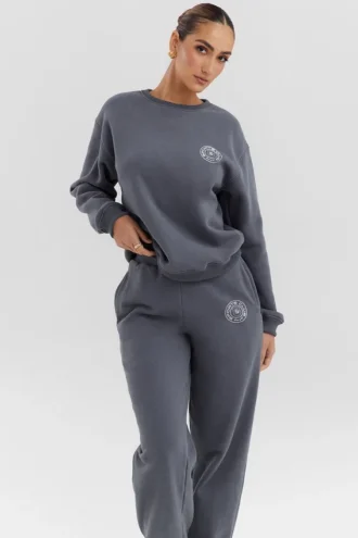 Haze Slate-sweatshirt med rund hals