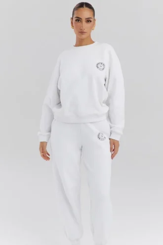 Haze vit sweatshirt med rund hals