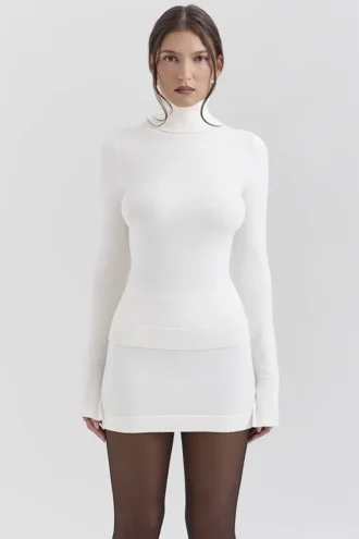 Hazel Ivory Cashmere Roll Neck Tröja