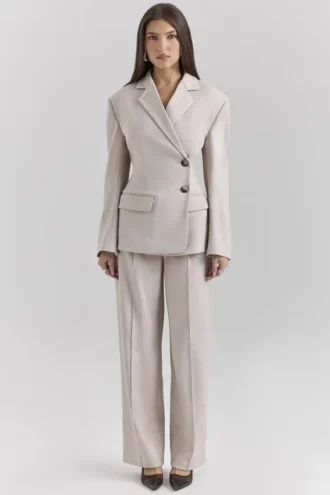 Hayden Beige högmidjade skräddarsydda byxor