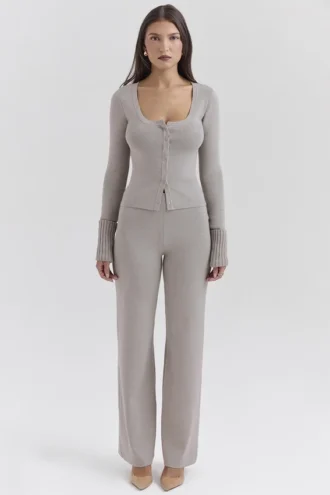Hunter Grey Cashmere Straight Leg Byxor