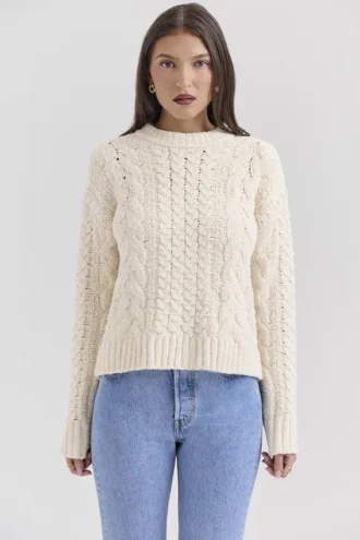 Jasper Cream Chunky Cable Knit Tröja