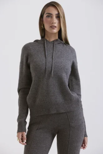 Jionni Charcoal Hoodie i kashmirblandning