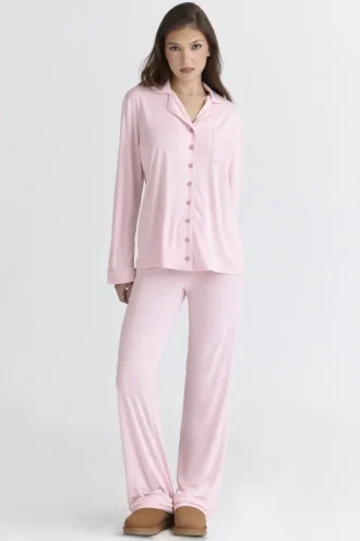 Klassiska pyjamas Rosa mjuk modalpyjamas Set