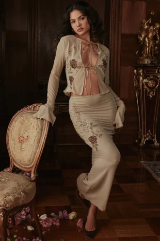 Lailah Artichoke Floral Maxi Kjolar