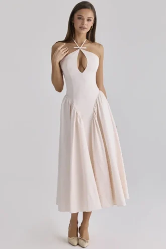 Lilli Blush Peek-a-Boo Keyhole Cotton Midi Klänning
