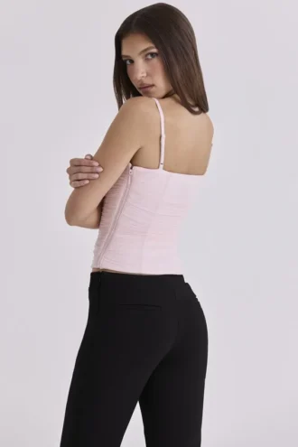 Lini rosa korsetter-top i mesh