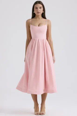 Lolita Rose Pink Cotton Korsetter Sommarklänning
