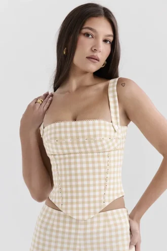 Lottie Gingerbread Gingham Korsetter