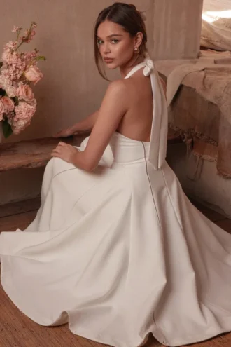 Loulou Ivory Halter Neck Midi Klänning