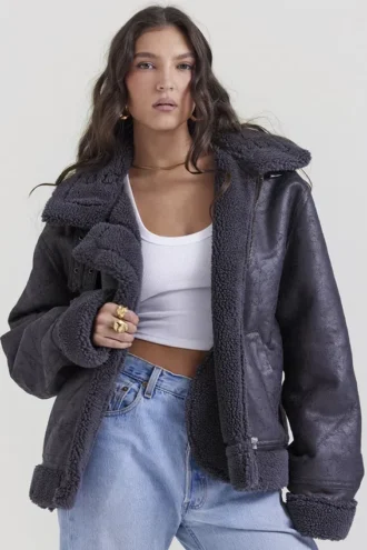 Madden Grå vegansk shearling-jackor