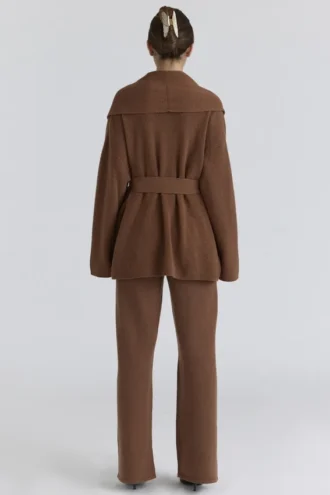Madison Tan Koftor i ren ull med draperad framsida