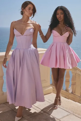 Mar Cotton Candy Twill Strapless Mini Klänning