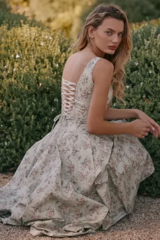 Mariabella Sage Midi-klänning i bomull med blommönster
