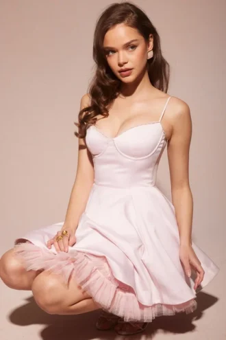 Minimoiselle Ballerina rosa tyllminiklänning