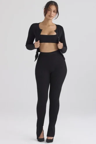 Mitzi svarta ribbade Leggings