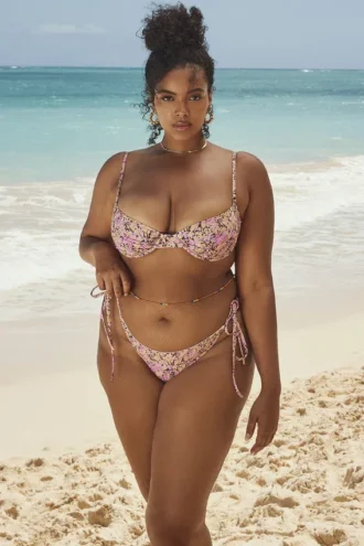 Monaco Olive Floral bikinitopp med bygel