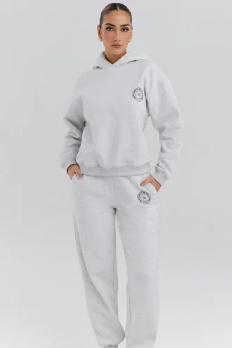 Muse ljusgrå melerad bomullsfleece-Hoodie