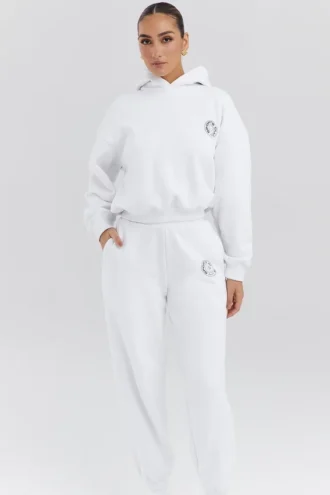 Muse vit hoodie med fleecefoder