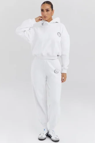 Muse vit hoodie med fleecefoder